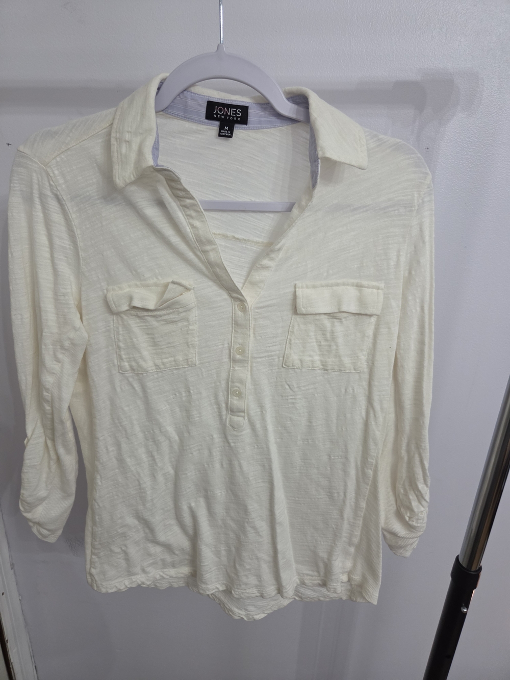 Jones New York Ivory Button-Front Lightweight Shirt